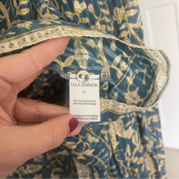 Ulla Johnson Kirana Lanai Printed Boho Blouse Blue Tan Floral - Picture 4 of 5